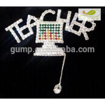 Promotioanl broche de Navidad decoración rhinestone letra pins